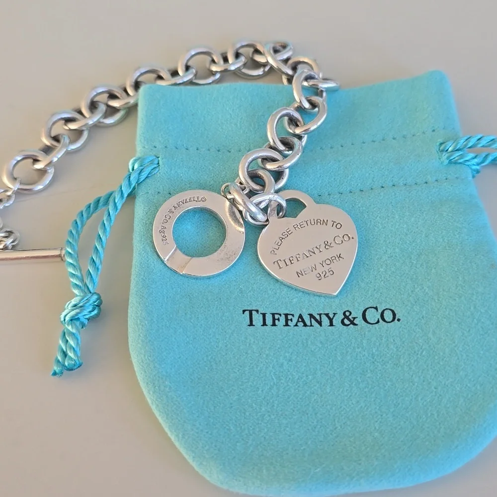 Return To Tiffany & Co  Toggle Heart Thick Bracelet Silver 7 Inch